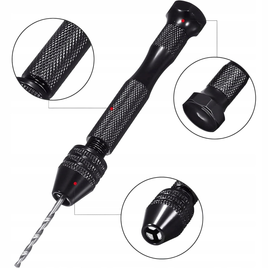 Mini Trapano Manuale Nero – Set 25 Punte 0,5-3mm | Precisione e Ergonomia | Per Legno e Plastica DIY