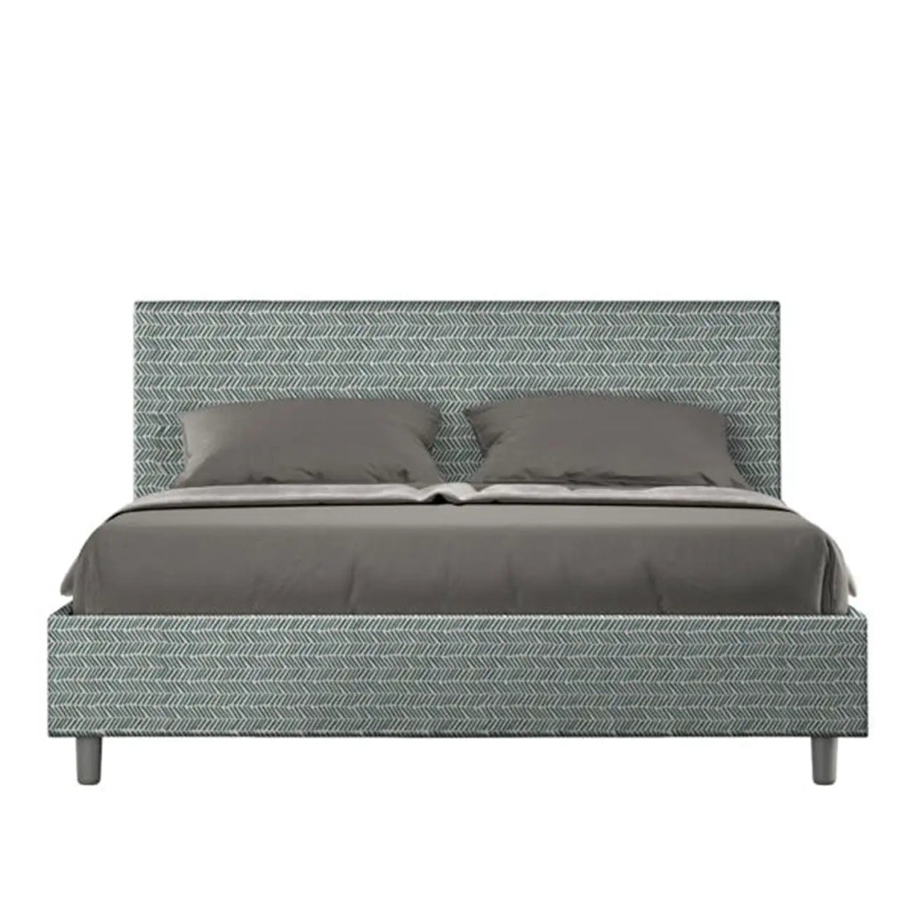 Letto matrimoniale con rete imbottito 160x210 tessuto Aragona 7 azzurro Adele