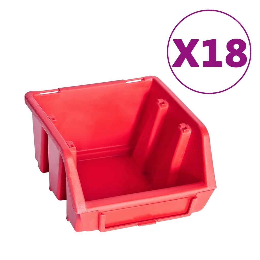 Kit Contenitori 80 pz con Pannelli a Parete Rosso e Nero 150812