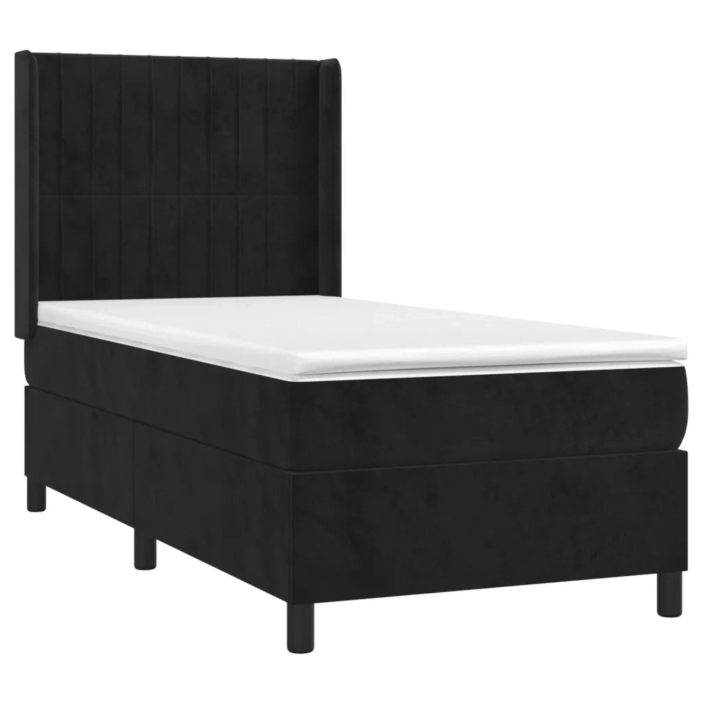 Giroletto a Molle con Materasso Nero 90x190 cm in Velluto 3132773