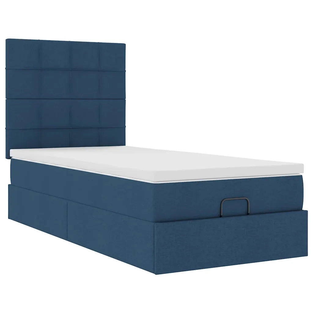 Pouf Letto con Materasso Blu 90x200 cm in Tessuto 3313132