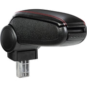 Bracciolo centrale per Opel Astra G con scomparto imbottito in similpelle nera con cuciture rosse 03_0000553