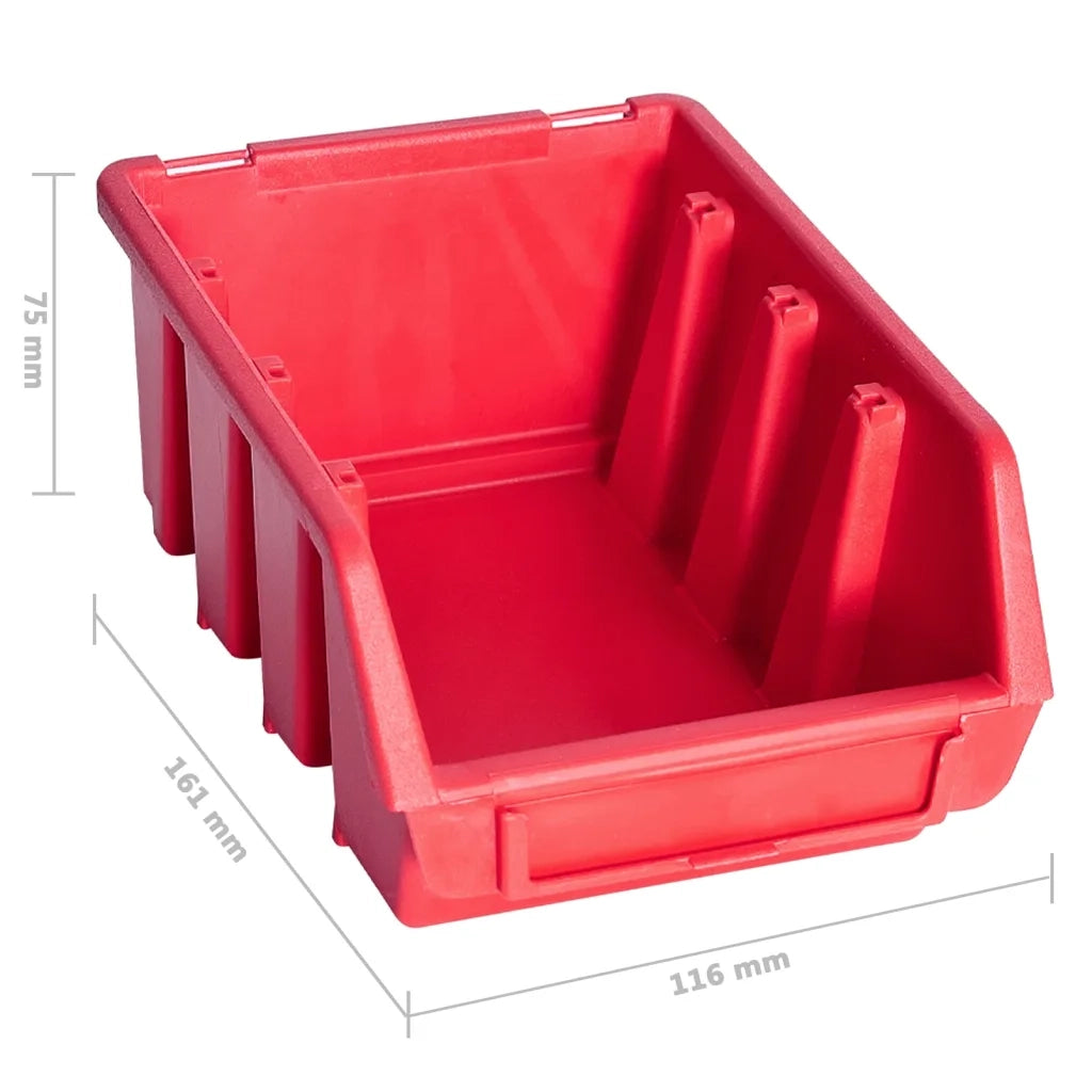 Kit Contenitori 96 pz con Pannelli a Parete Rosso e Nero 150807