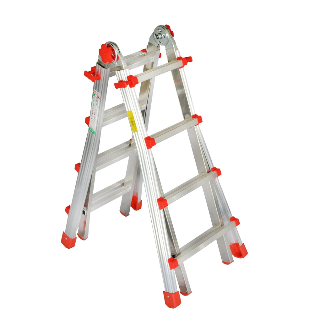 SCALA ALLUMINIO TELESCOPICA MULTIFUNZIONE GRADINI 4+4 SQUADRA PIU' 150KG MARCHETTI