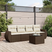Set Divano da Giardino 5 pz con Cuscini Marrone in Polyrattan 3253430