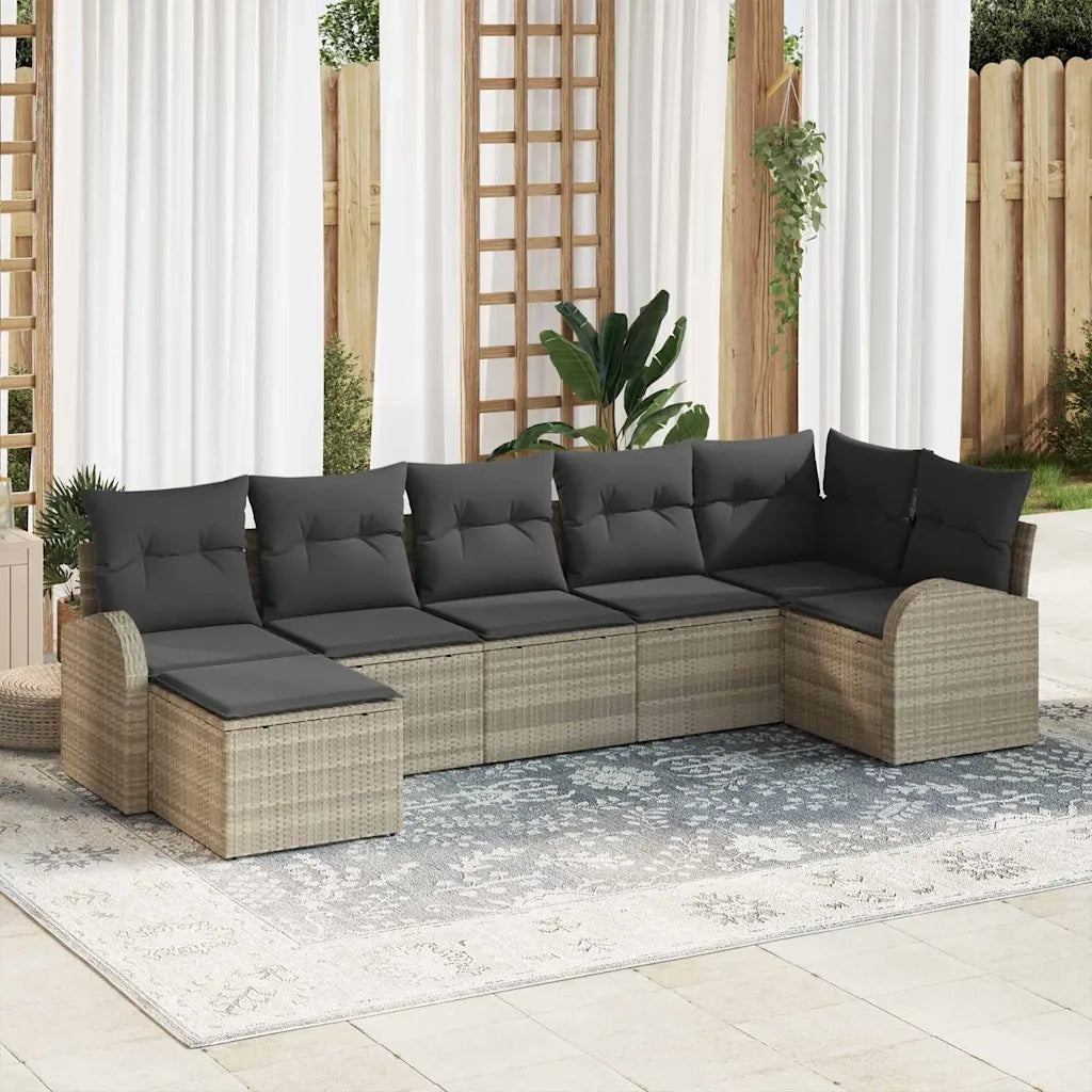 Set Divano da Giardino con cuscino 7 pcs Grigio chiaro