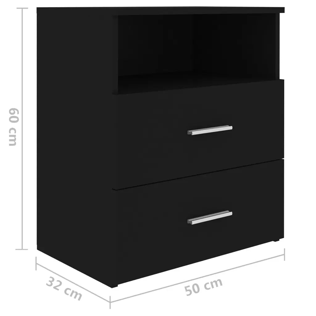 Comodini 2pz-Set di 2 Tavolino da notte Neri 50x32x60 cm