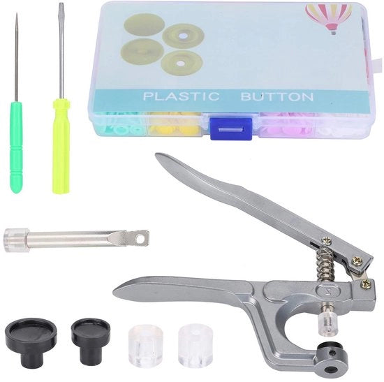 Impostatrice Professionale a Stampa - Drukkers - Drukkerset con Impostatrice - Fermo Velcro - Ricamo Abbigliamento - 15 Colori - Snaptool