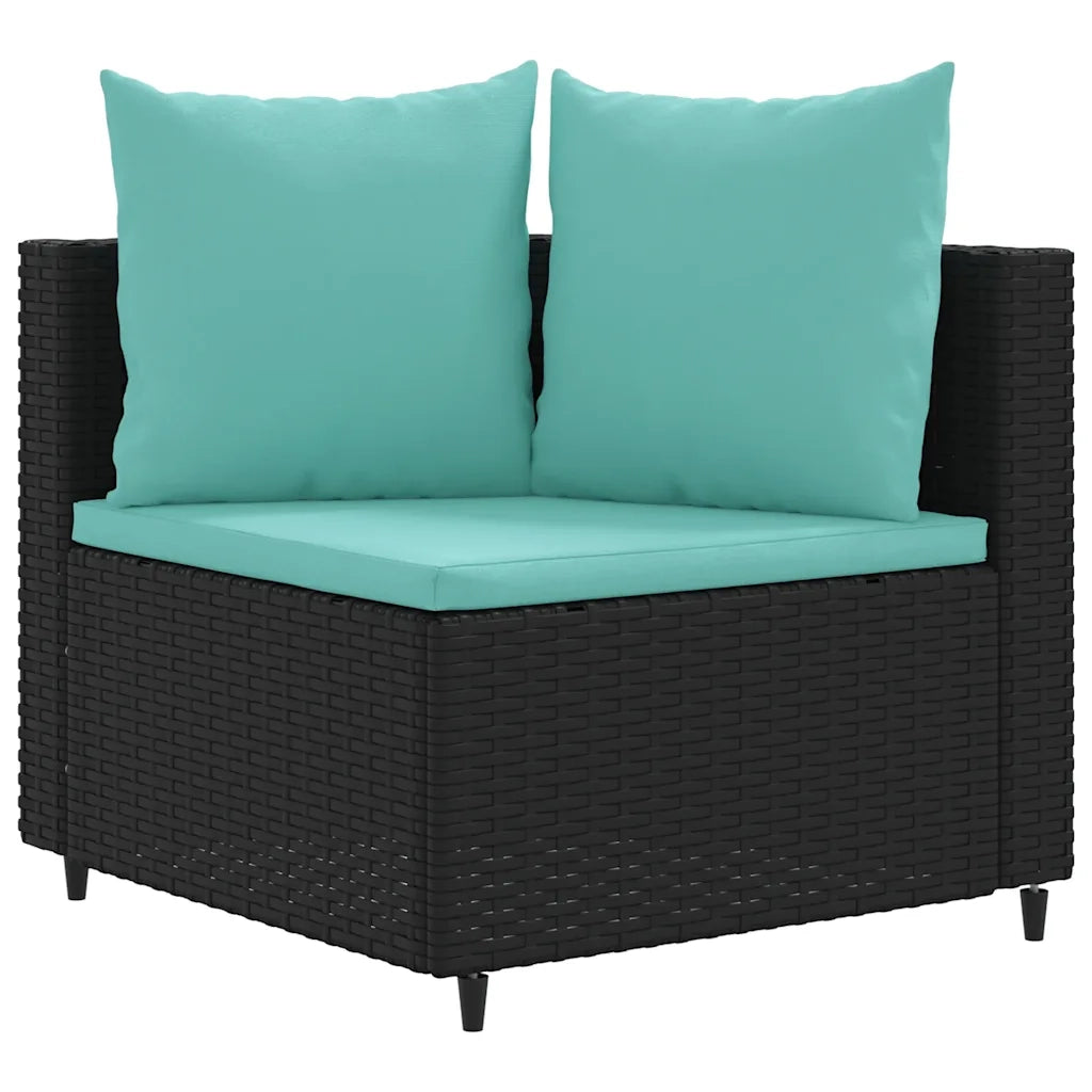 Set Divani da Giardino con Cuscini 7pz Nero Polyrattan 3308380