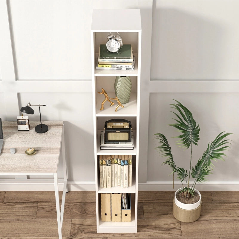 Alta libreria bianca per libri e raccoglitori, ufficio, salotto, loft, 182 cm