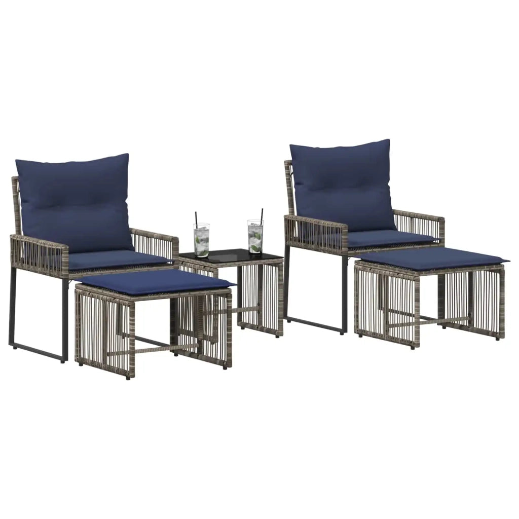 Set di Mobili da Esterno 11 pcs Grigio e Blu Navy polyrattan 42025154