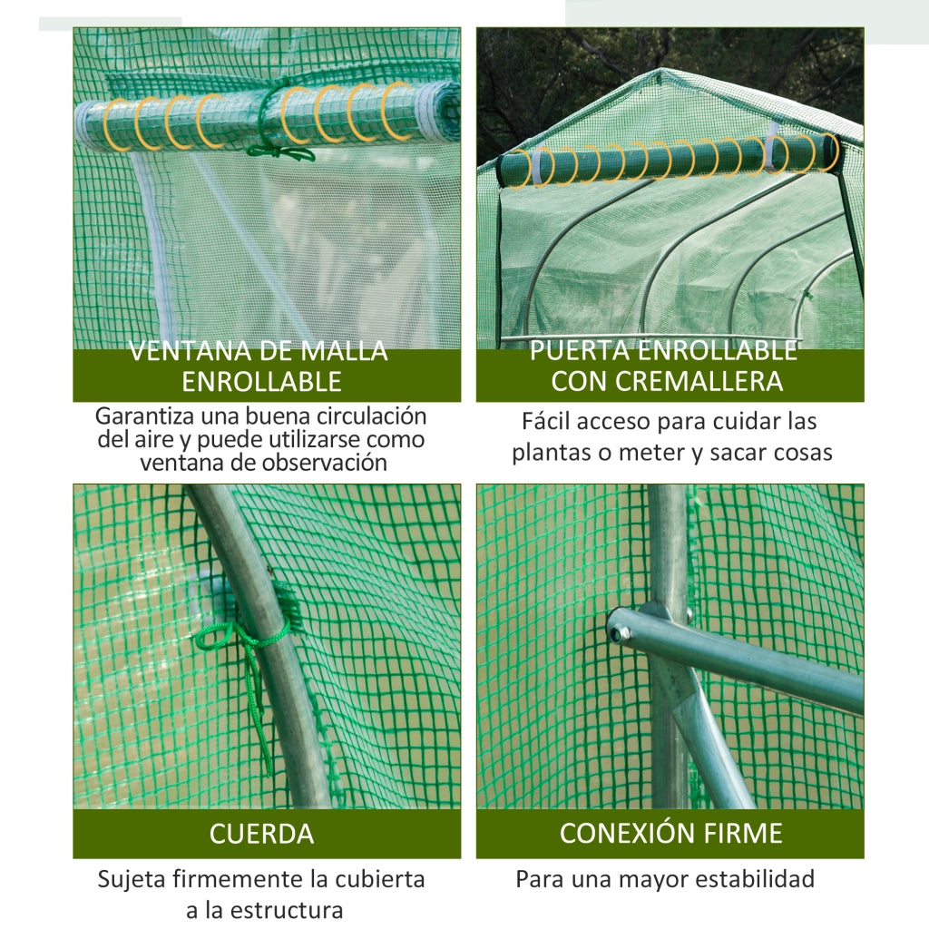 Serra Tunnel 4x2x2 m con 8 Finestre e Porta ¨C Minimal ¨C Verde