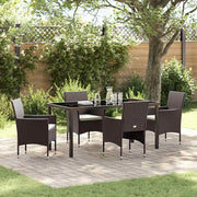 Set da Pranzo per Giardino con cuscino 5 pcs Marrone polyrattan 3379746