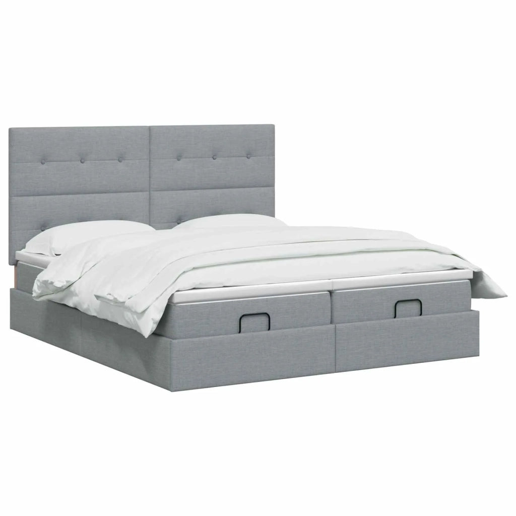 Letto Ottomano con Materasso e LED Grigio Chiaro 180 x 200 cm 3458437