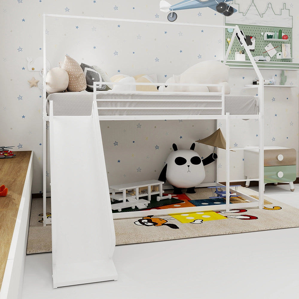 Letto a castello casa - Xylo - 90x200 cm con scivolo