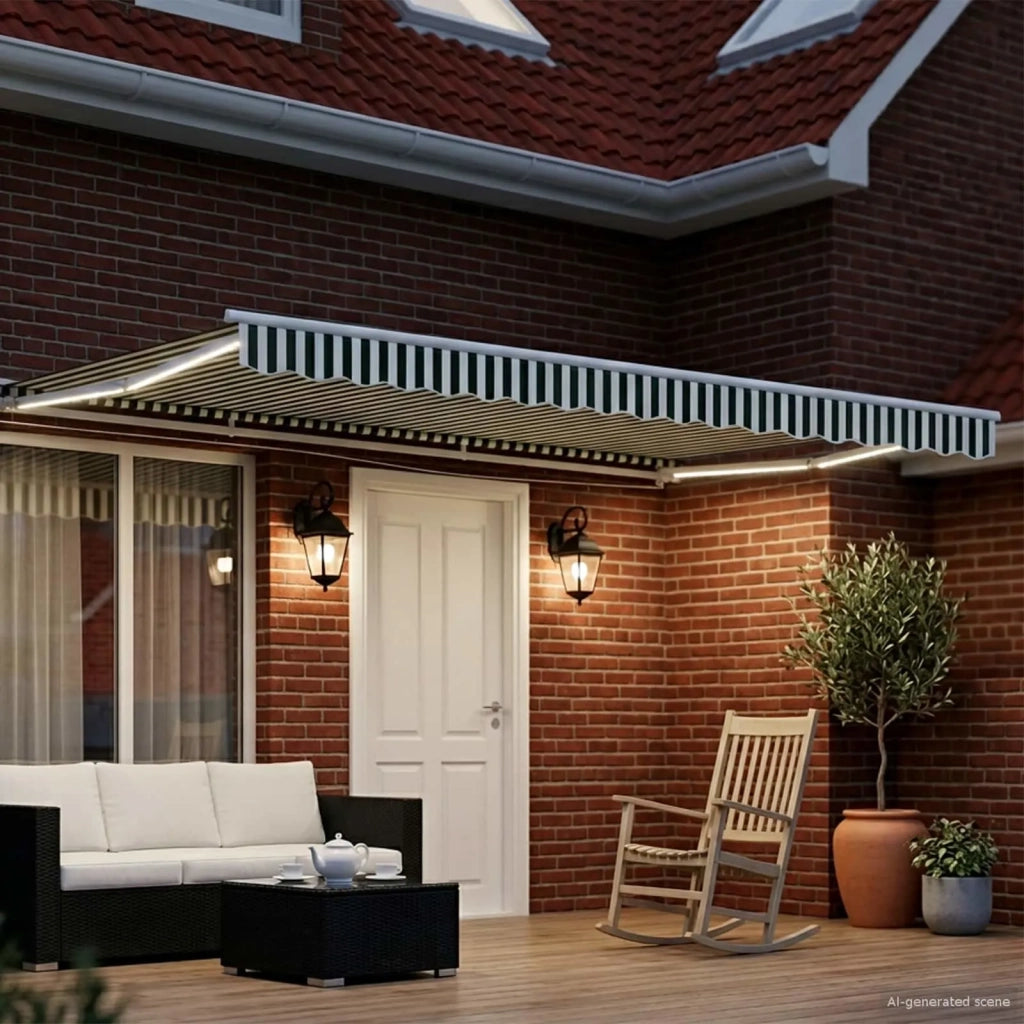 Cornice per Tenda Manuale con LED Verde e Bianco 5 x 3 m 3420704