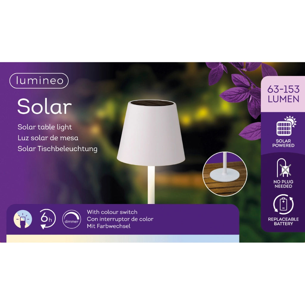 LAMPADA SOLARE DA TAVOLO D.11XH37CM BIANCO.