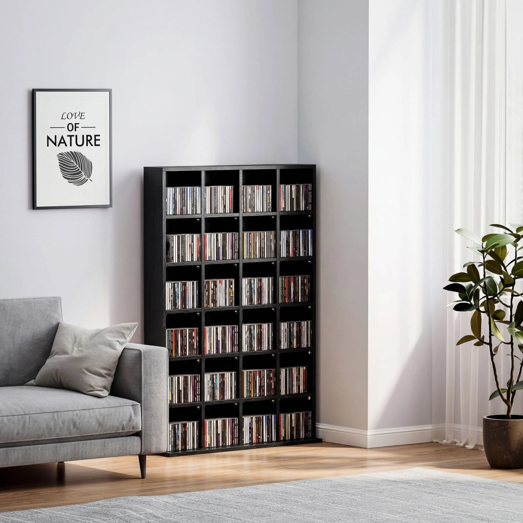 Mobile CD con Ripiani Regolabili ¨C zephmum ¨C Nero 89x20x130.5 cm