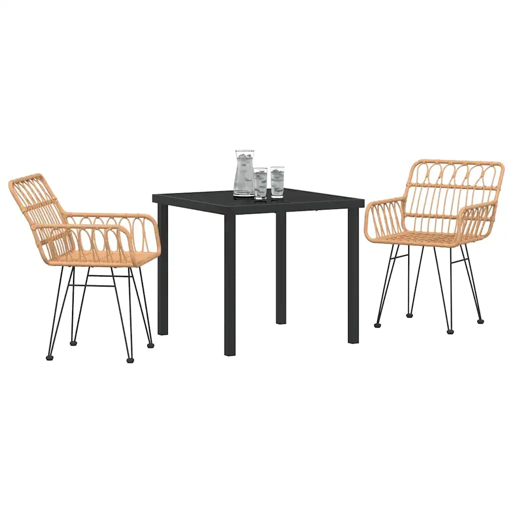 Set da Pranzo per Giardino 3 pcs Marrone