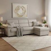 Priverno, Divano Letto con Penisola Sfoderabile Made in Italy, 285x160 cm Beige