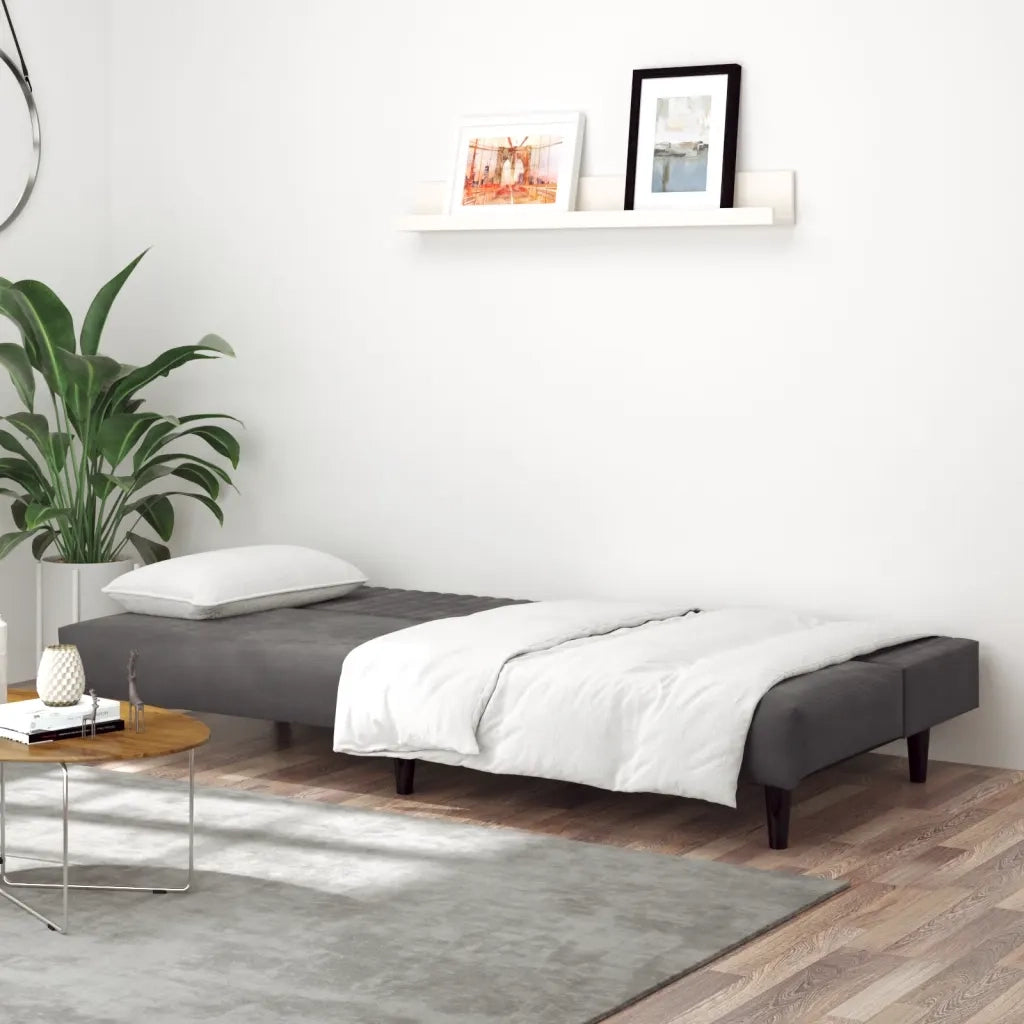 Divano Letto a 2 Posti-Sofa Letto 2 Posti-Daybed Grigio Scuro in Velluto 398909