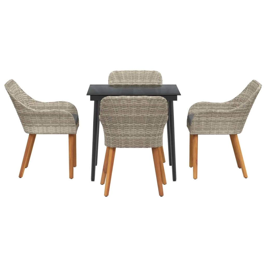 Set da Pranzo per Giardino 5 pcs Grigio chiaro polyrattan 3261706
