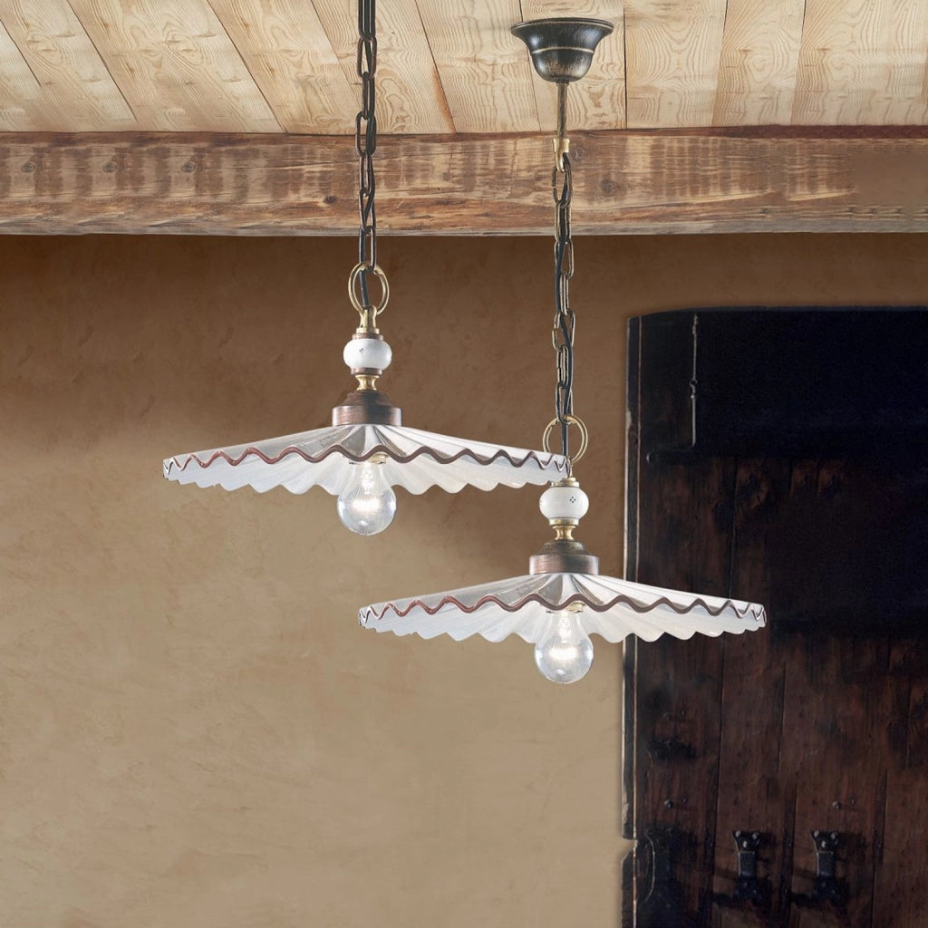 Lampadario Classico L&aposAquila Metallo E Ceramica Nero Sfumato Rame 1 Luce E27