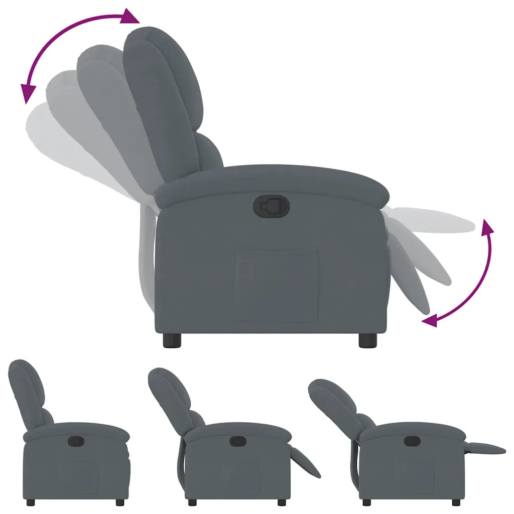 Poltrona reclinabile in velluto grigio scuro 3205492