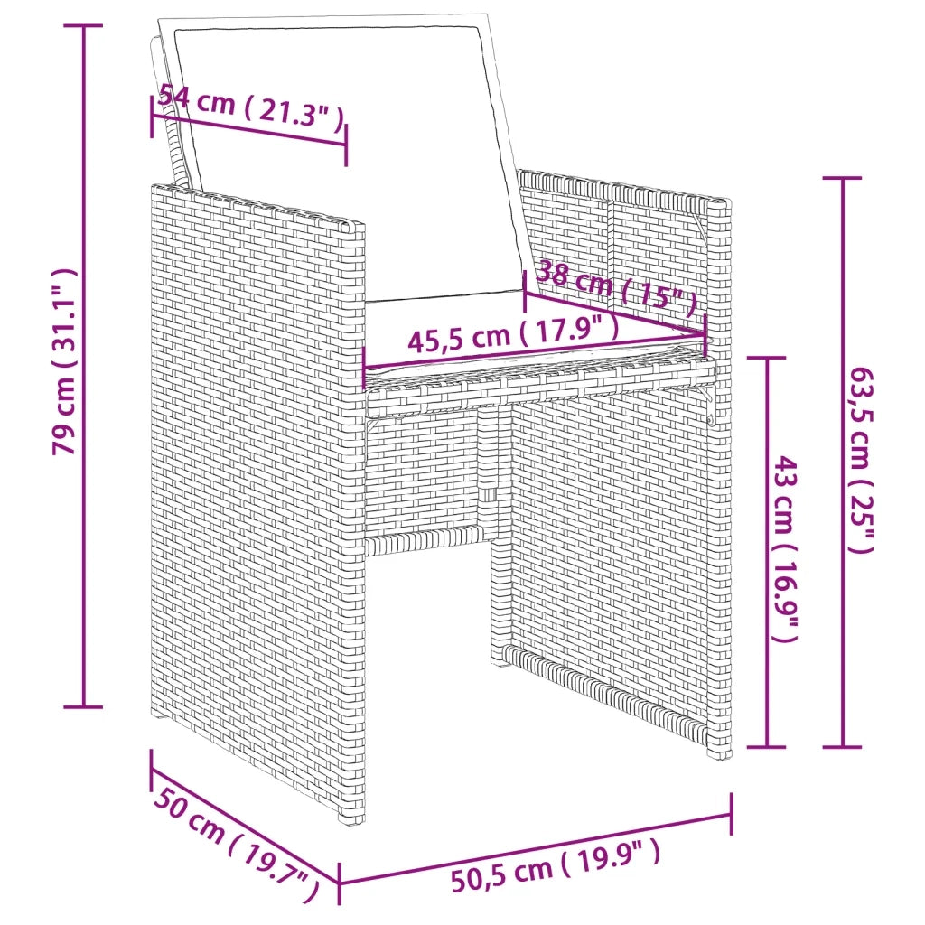 Set da pranzo da giardino da 7 pz con Cuscini in Polyrattan Grigio 3277680