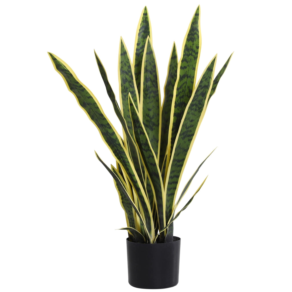 Pianta Finta Sanseveria Artificiale Realistica con Vaso ¨C Minimal ¨C Verde e Giallo ?15x80cm