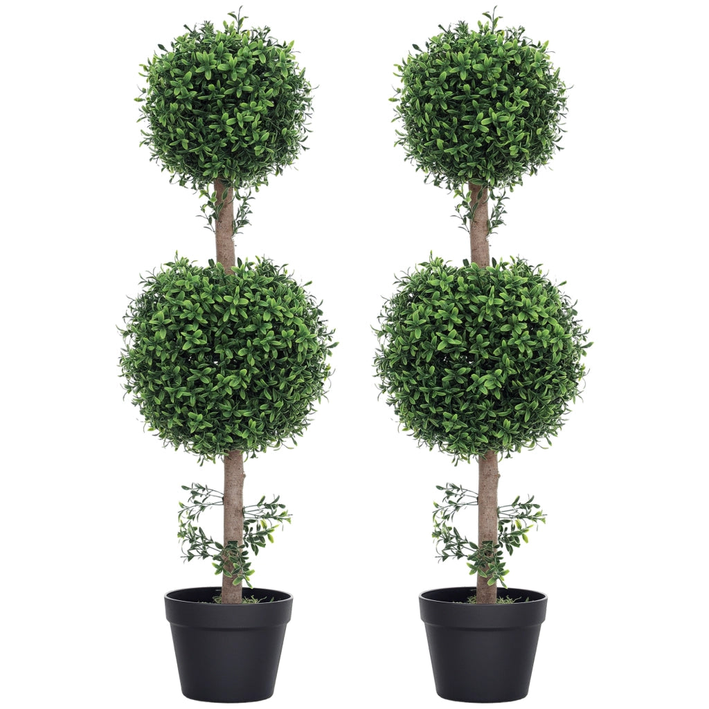 Set 2 Pezzi Piante Finte Buxus Artificiali ¨C Minimal ¨C Verde con Vaso