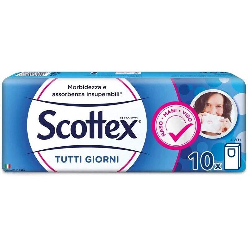 SET 6 PACCHI FAZZOLETTI SCOTTEX IN CONFEZIONE DA 10 PACCHETTI DA 4 VELI