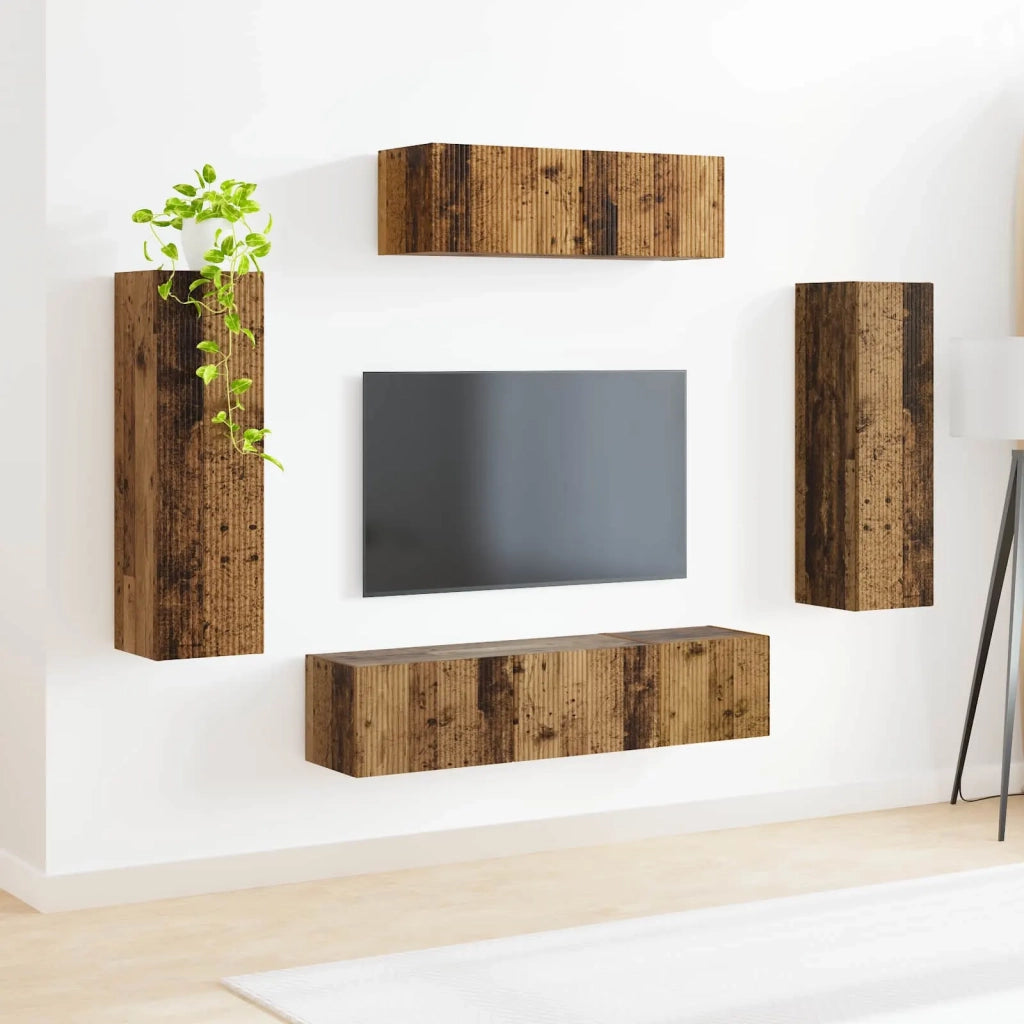 Mobile TV-Credenza per TV 5 pcs Legno vecchio
