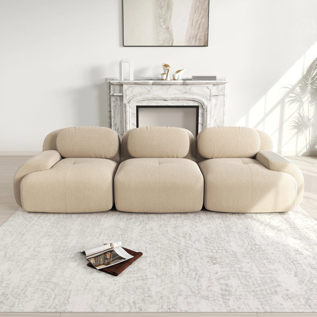 Divano 3 Posti in Tessuto Modulare con Braccioli ¨C MINIMAL ¨C Beige