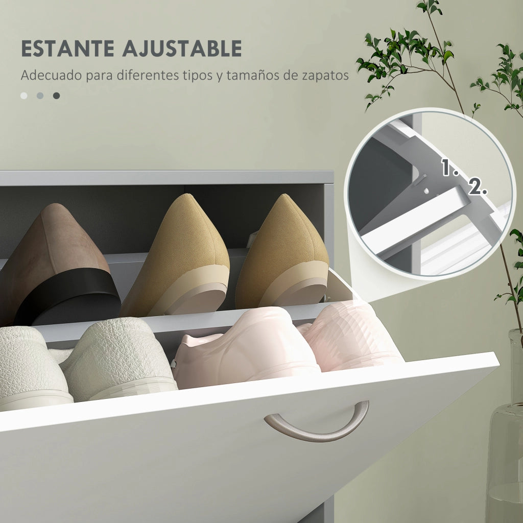Appendiabiti con specchio e scarpiera ¨C zephmum ¨C 2 pezzi, grigio, con ganci e cassetto