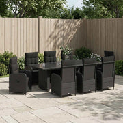 Set da pranzo per esterni 9 pz Nero polyrattan 3422380
