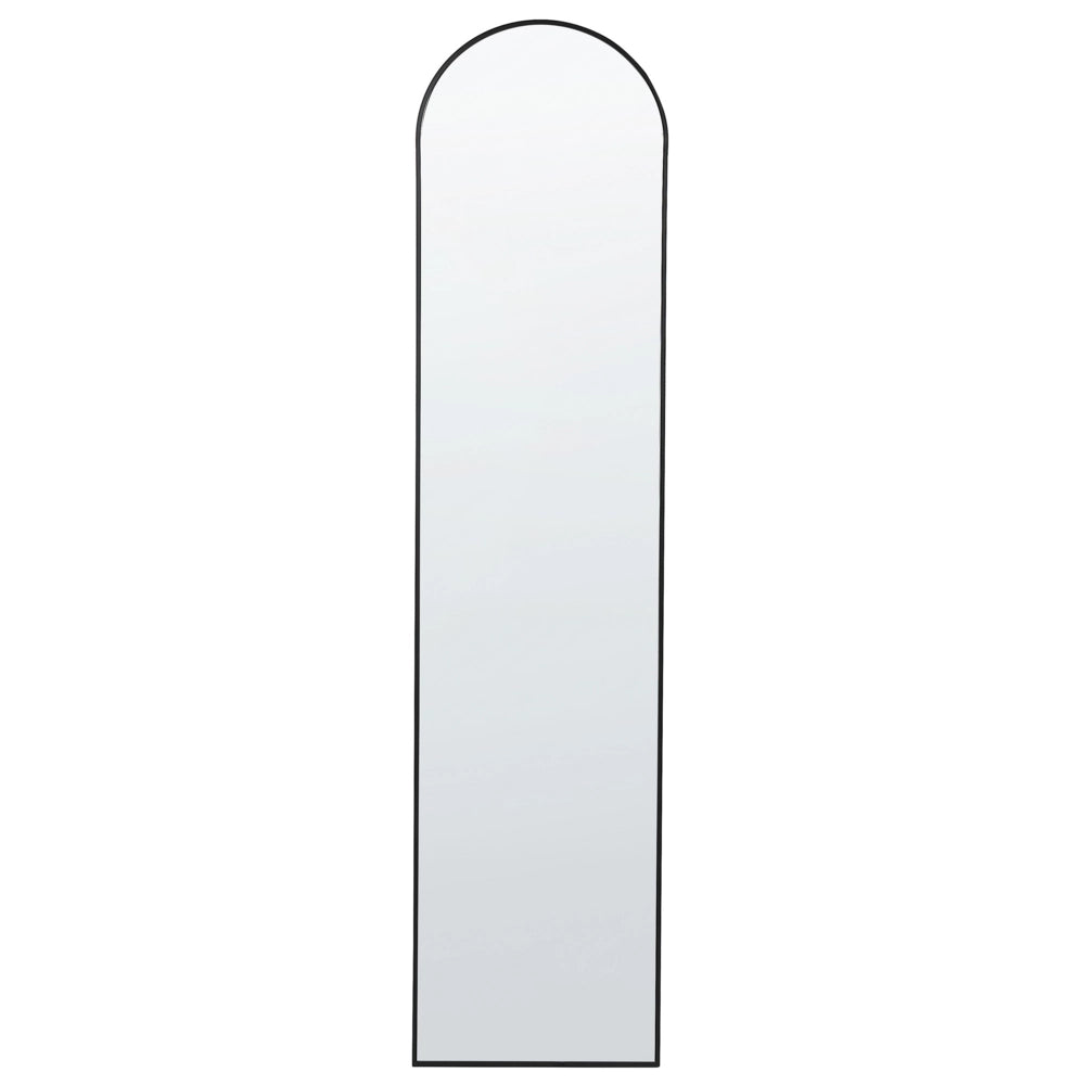 Specchio da terra ovale con telaio in metallo e supporto design moderno con cornice