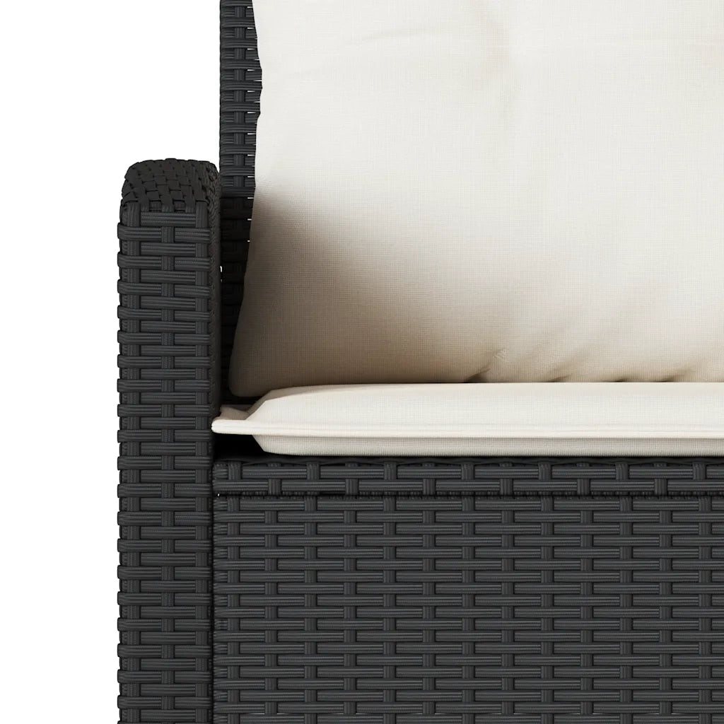 Divano a Forma di L con Cuscini-Sofa con Cuscini in Polyrattan Nero