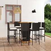 Set da Bar da Giardino 9 pz con Cuscini in Polyrattan Nero 3064862