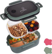 Lunchbox per bambini e adulti - compartimenti pratica - verde - con utensili