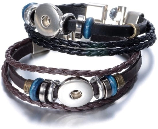 Set di 2 Snap Bedels in Legering con Pelle in PU