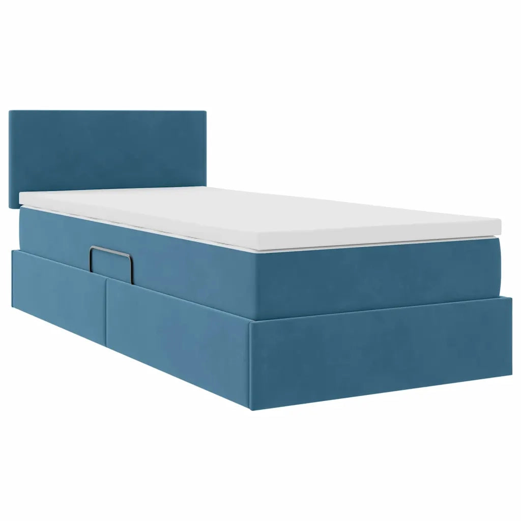 Letto con Contenitore Blu Scuro 90 x 190 cm Velluto