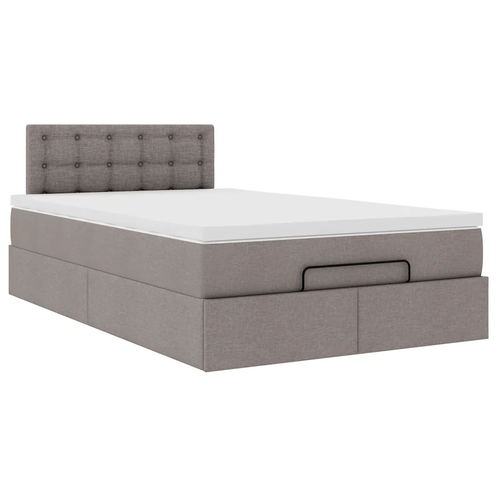 Struttura Letto Pouf con Materasso Tortora 120x190 cm Tessuto 3311612