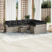 Set Divano Giardino 10 pz con Cuscini Grigio Chiaro Polyrattan 3219442