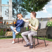 OKWISH Set da 3 mobili da giardino con 2 poltrone e tavolino da bistrot, cuscini sfoderabili, Acciaio Grigio