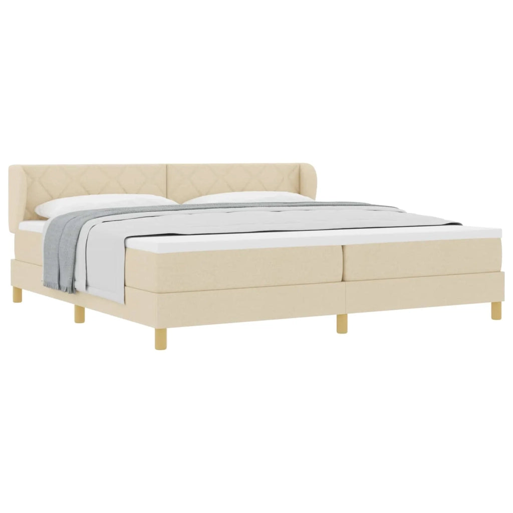 Letto a molle con materasso Crema 200 x 200 cm Tessuto 3340302