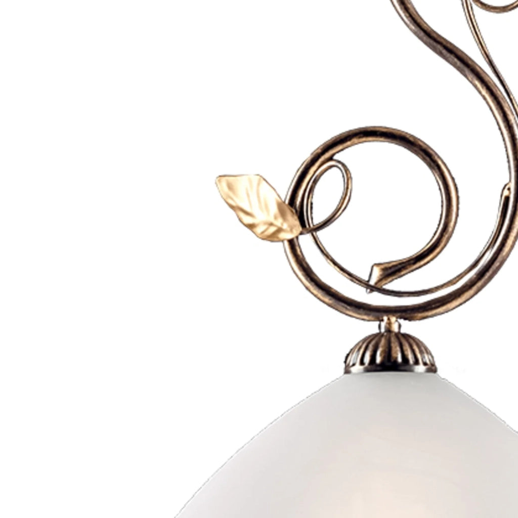 Lampadario Rustico Magnolia 1 Luce Marrone e Bianco LuceArt Classic