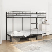 Letto a Castello senza Materasso-Struttura Letto a Castello Nero 100x190 cm in Acciaio