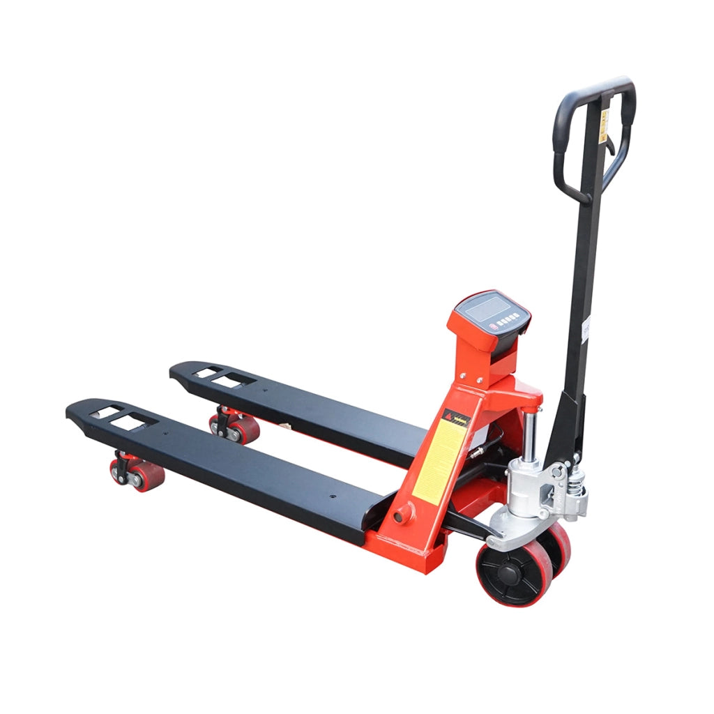Transpallet manuale 2T con bilancia elettronica e ruote in poliuretano (silicone) birullo– Breckner Germany