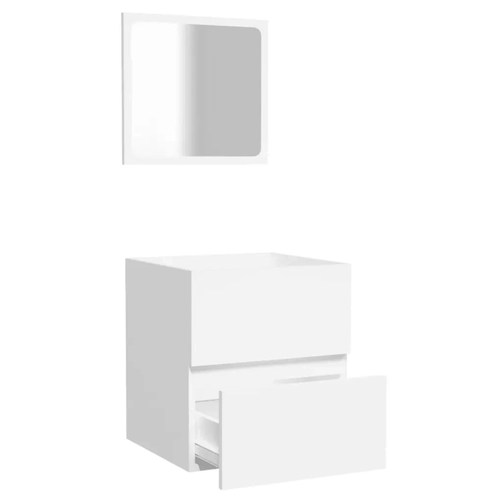 Mobile da Bagno con Specchio Bianco in Legno Multistrato 804863